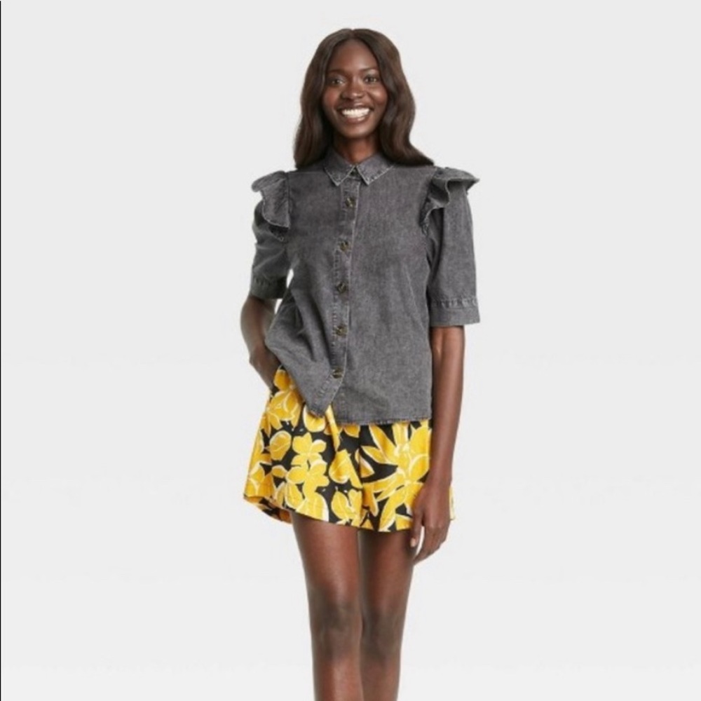 Who What Wear Women’s Puff 3/4 Sleeve Button-Down